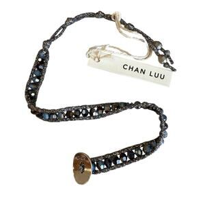 Chan Luu Sterling Silver 925 Adjustable Bead Bracelet Sky Blue Silver